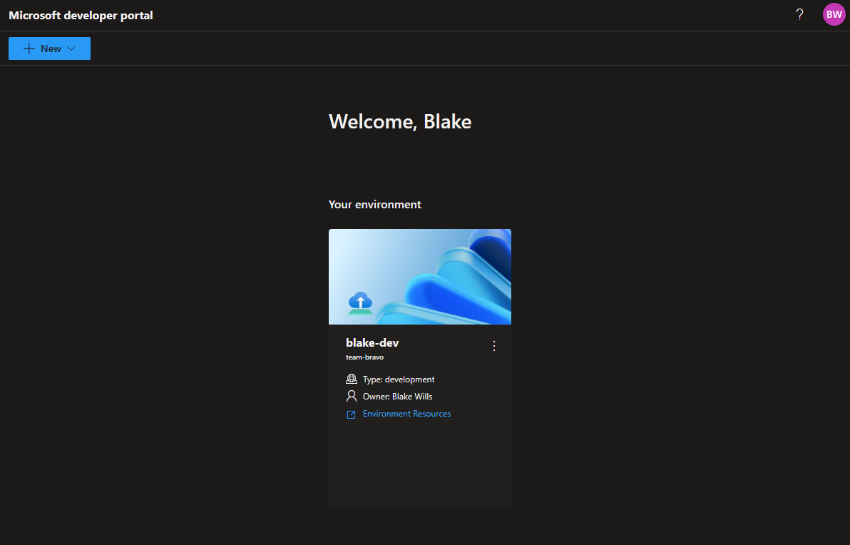 Microsoft Developer Portal showing Deployment Environment